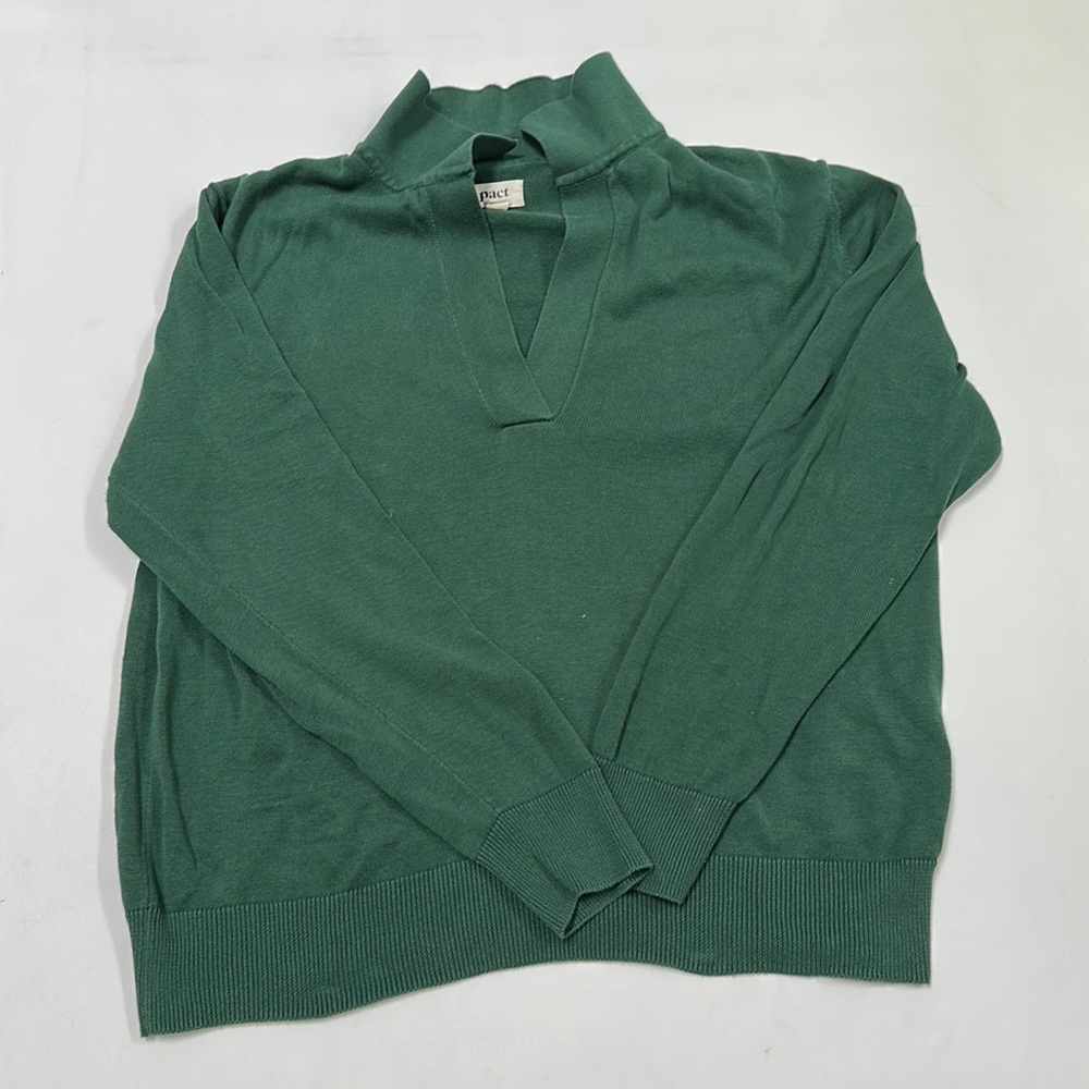 Pact Green Classic Polo Sweater